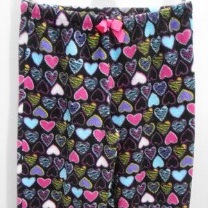 Extremely Me! Jr Girl's Plush Pajama Bottoms-Black & Multicolored Hearts-14/16